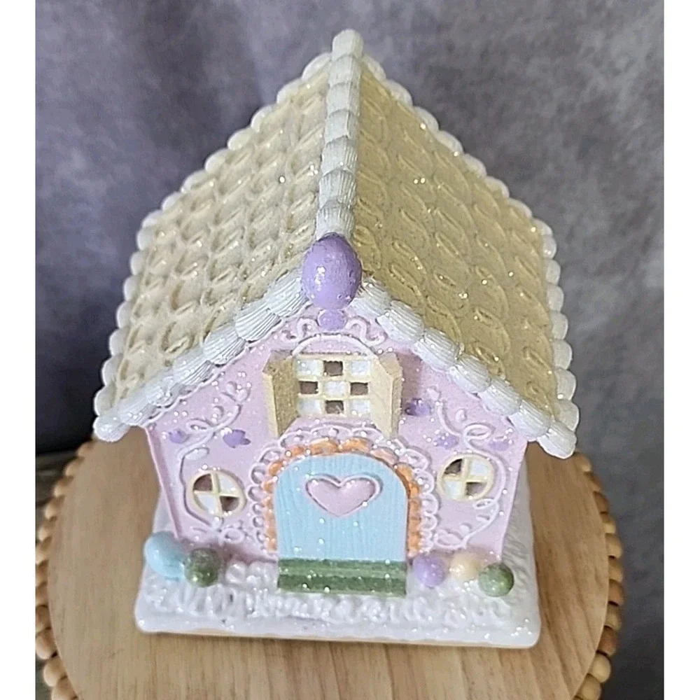 Easter Gingerbread‎ House LIGHT UP Tabletop Decor Eggs 8